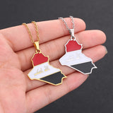 Iraq Map Flag Pendant Necklace Stainless Steel Women Men Charm Jewelry