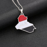Iraq Map Flag Pendant Necklace Stainless Steel Women Men Charm Jewelry