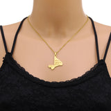 Mali Map City Pendant Necklace Stainless Steel Silver Africa Men Women