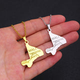 Mali Map City Pendant Necklace Stainless Steel Silver Africa Men Women