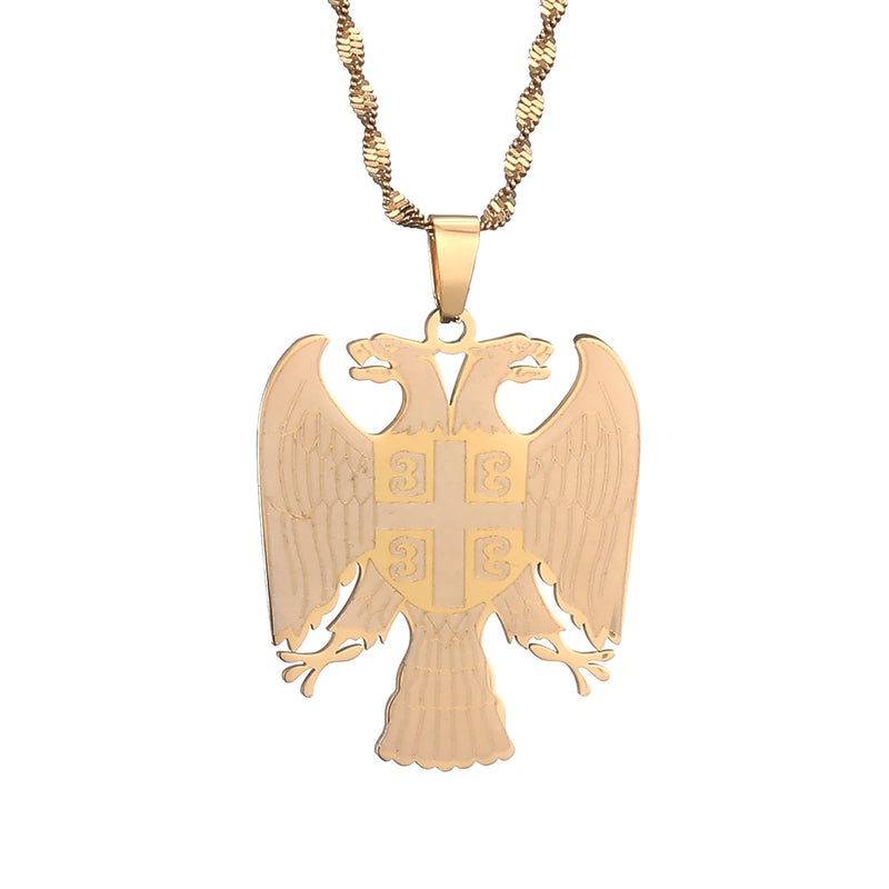 Serbian Eagle Pendant Necklace for Women Girls Srbija Jewelry