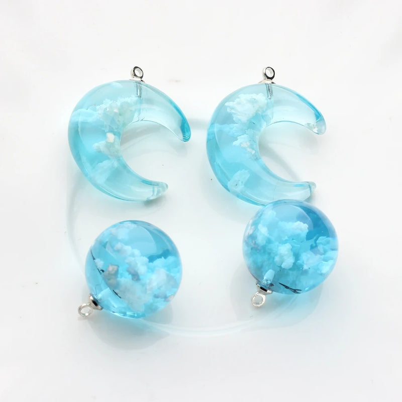 Sky & Clouds Round Sphere Moon Charms 10pcs/lot DIY Necklace Jewelry