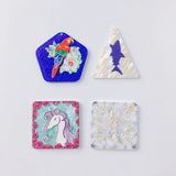 Geometric Resin Pendant Set - Parrot Rabbit Shark Patch Necklace Earrings