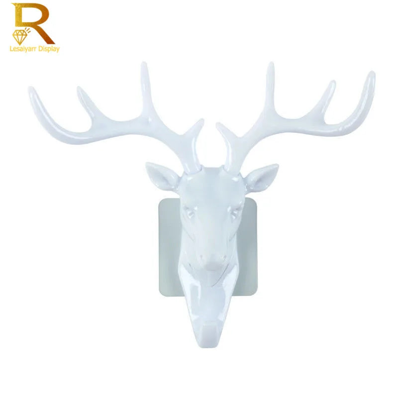 Resin Deer Stags Head Hook Hanger Jewelry Rack