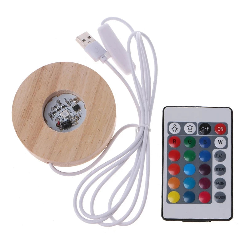 RGB LED Adjustable Display Base for Resin Art, 12 Colors, Remote Control