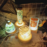 Resin Art Wooden Base Luminous Crystal Ball Led Solid Wood Customization