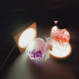 Resin Art Wooden Base Luminous Crystal Ball Led Solid Wood Customization
