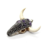 Resin Bull Head Rhinestone Pendant 47x47mm Stone Charm DIY Necklace Earrings
