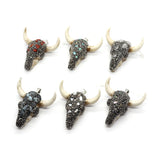 Resin Bull Head Rhinestone Pendant 47x47mm Stone Charm DIY Necklace Earrings