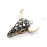 Resin Bull Head Rhinestone Pendant 47x47mm Stone Charm DIY Necklace Earrings
