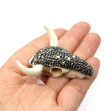Resin Bull Head Rhinestone Pendant 47x47mm Stone Charm DIY Necklace Earrings