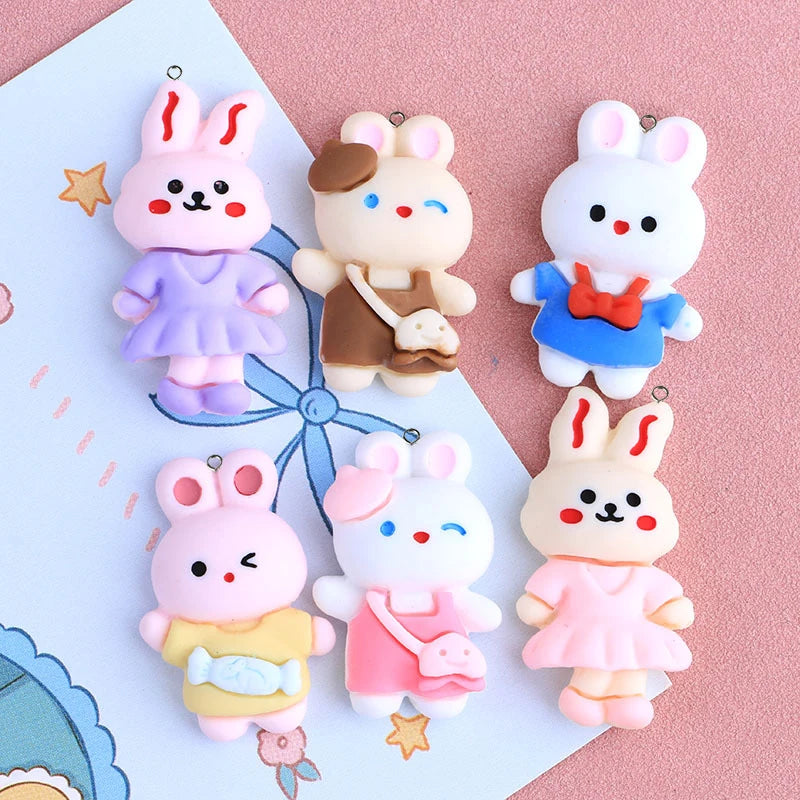 Resin Rabbit Pendant Charms for Diy Jewelry Making
