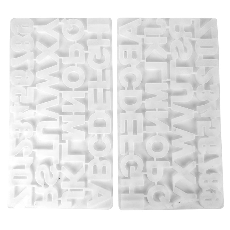 2 Pack Letter Number Silicone Resin Casting Mold for DIY Keychains