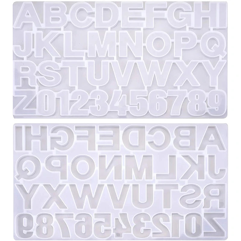 2 Pack Letter Number Silicone Molds for Resin Keychains