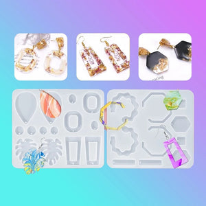 Silicone Resin Earring Molds Kit with Hooks