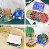 Resin Coaster Molds Kit with Stand Storage Silicone Mold for Casting Coasters