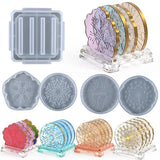 Resin Coaster Molds Set with Stand Storage, Table Base Silicone Mold
