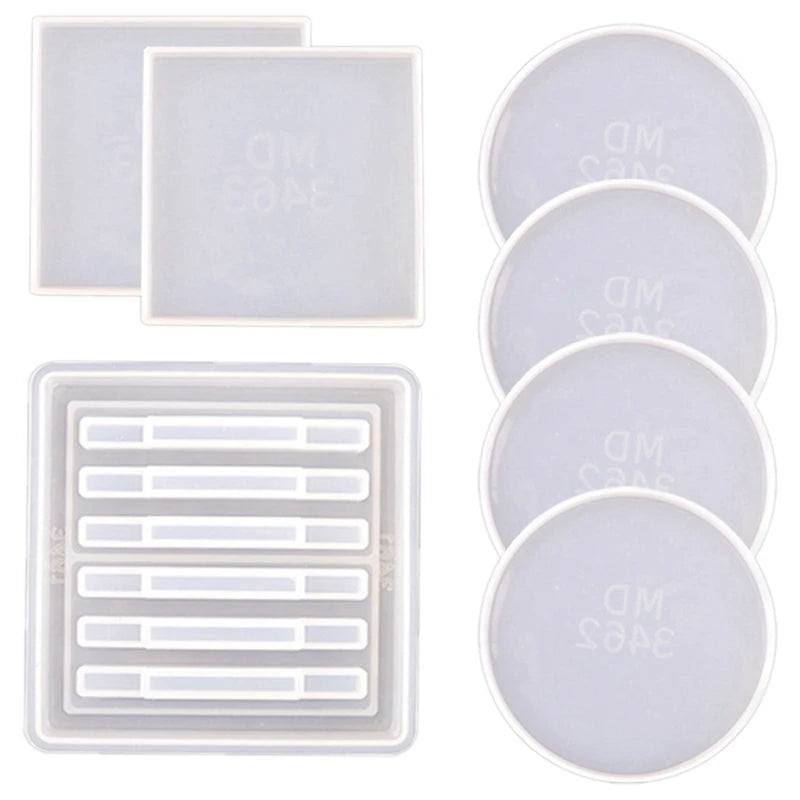 Resin Coaster Molds Set with Stand Storage