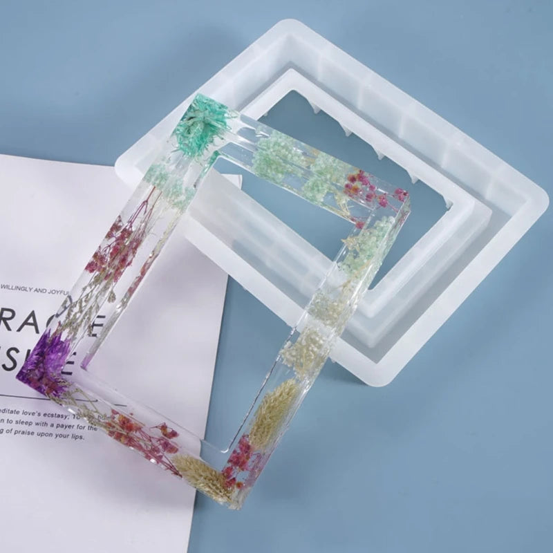 Resin Crystal Epoxy Mold Rectangular Photo Frame Casting Silicone Mould