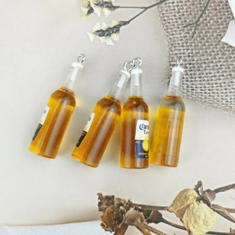 Resin Earring Keychain Necklace Pendant Set of 10 Beer Bottle