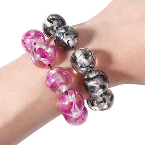 Elastic Beaded Bracelet with Amber-like Charm Gift