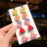 Resin Flower Animal Fruit Clip Earrings Girls Ear Jewelry