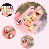 Resin Flower Animal Fruit Clip Earrings Girls Ear Jewelry