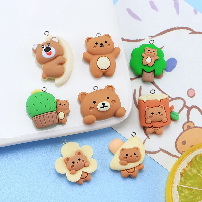 Resin Forest Bear Charms for DIY Jewelry Making