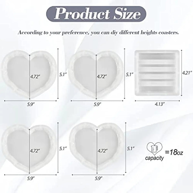 Heart Shaped Resin Geode Coaster Molds with Stand