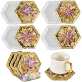 Resin Geode Coaster Molds, 4Pcs Hexagon Silicone Molds with Coaster Stand