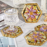 Resin Geode Coaster Molds, 4Pcs Hexagon Silicone Molds with Coaster Stand
