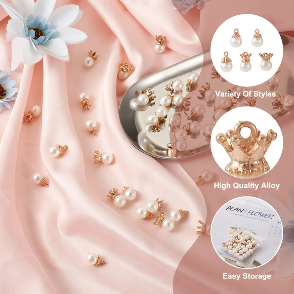 Resin/Glass Pearl Bead Charms Pendants Crown Bead Charm DIY Findings