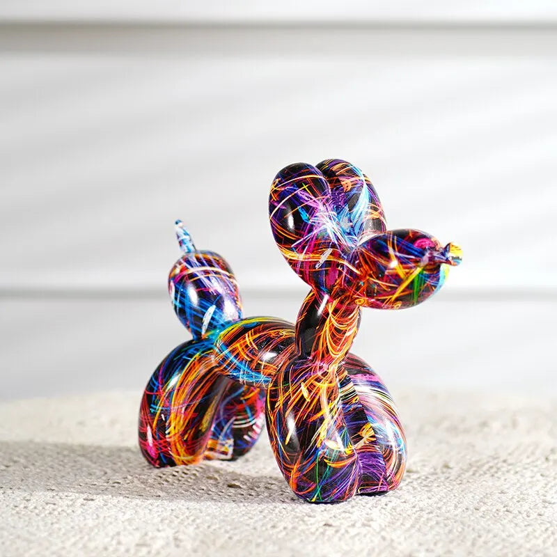 Resin Graffiti Balloon Dog Figurines for Home Decoration