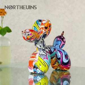 Resin Graffiti Balloon Dog Figurines for Home Decoration