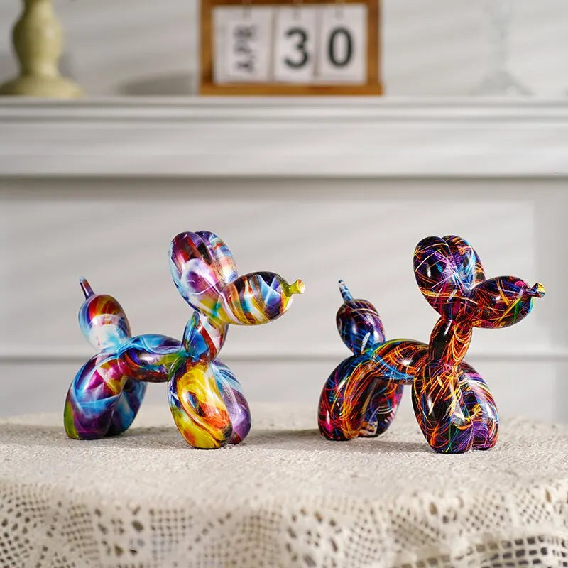 Resin Graffiti Balloon Dog Figurines for Home Decoration