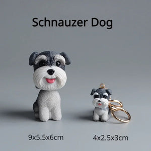 Schnauzer Dog Keychain Backpack Pendant Car Decoration Keyring