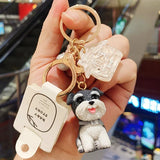 Schnauzer Dog Keychain Backpack Pendant Car Decoration Keyring