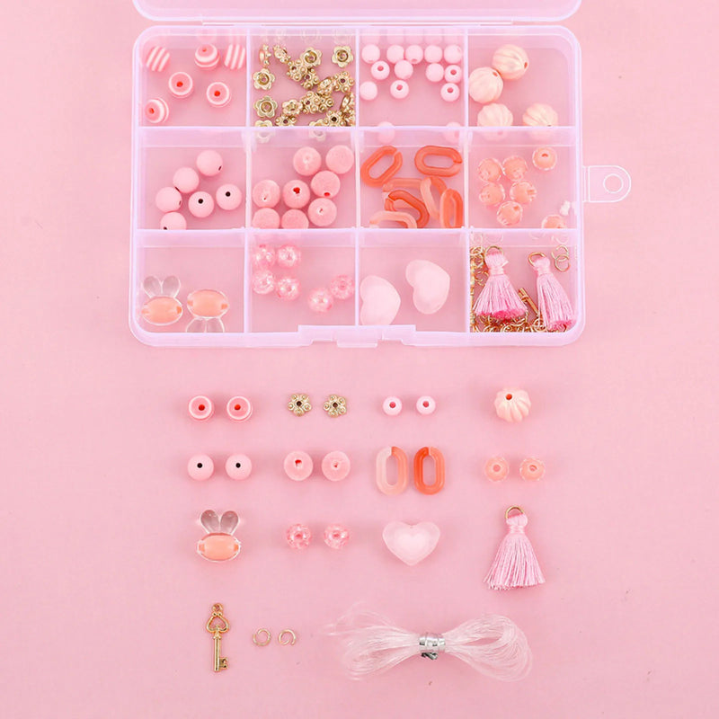Pink Rabbit Spacer Beads Round Heart Loose Beads DIY Bracelets Jewelry Kit