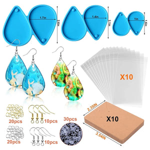 Earring Resin Mold Kit Tear Drop Shape with Earring Card