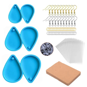 Earring Resin Mold Kit Tear Drop Shape with Earring Card