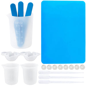 Resin Mixing Tools Set: Cups, Silicone Mat, Stirring Rods, Pla