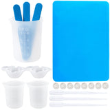 Resin Mixing Tools Set: Cups, Silicone Mat, Stirring Rods, Pla