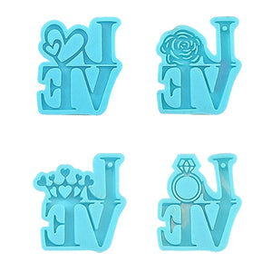 Love Word Resin Mold Diamond Crown Pendant Jewelry Crafting Tool