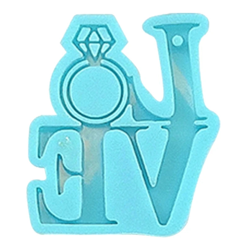 Love Word Resin Mold Diamond Crown Pendant Jewelry Crafting Tool