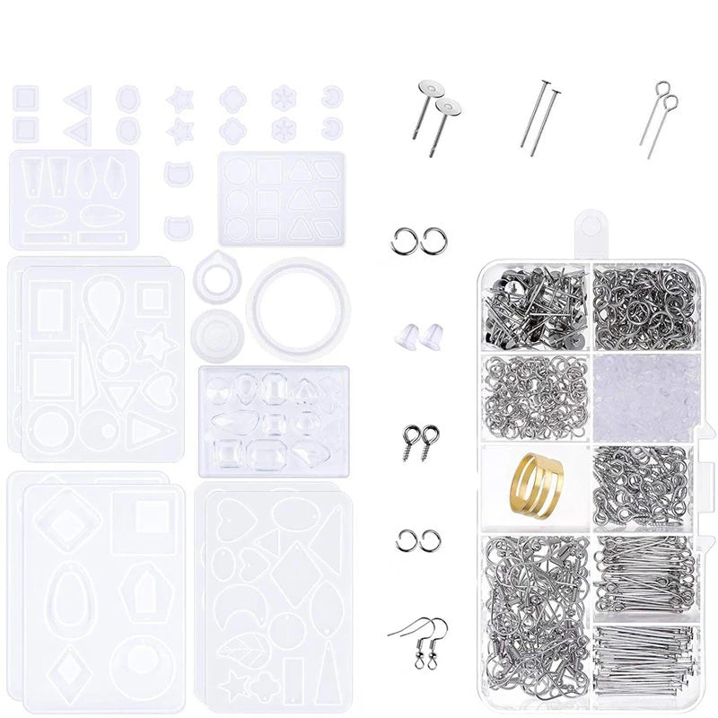 Earring Making Kit with Epoxy Molds and Hooks