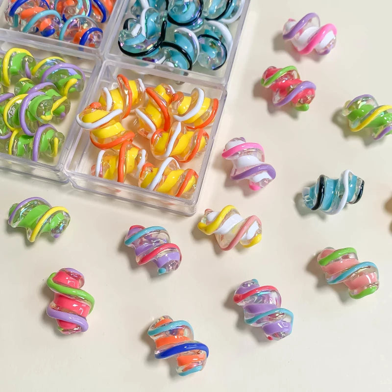 Resin Twist Beads Double Earring Supplies for Jewelry Making