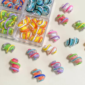 Resin Twist Beads Double Earring Supplies for Jewelry Making