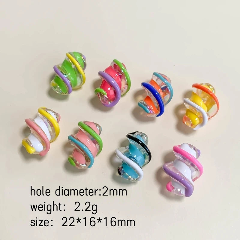 Resin Twist Beads Double Earring Supplies for Jewelry Making