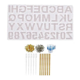 Resin Silicone Alphabet Number with Screw Eye Pin Hooks for Epoxy Crafts