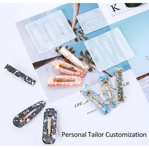Resin Silicone Crystal Epoxy Mold DIY Hair Clip Barrette Mould